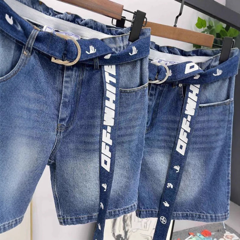 OFF-Whlte Lettering denim shorts#29