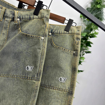 OFF-Whlte Lettering denim shorts#26