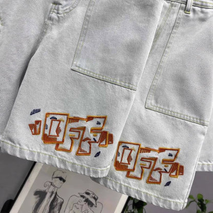 OFF-Whlte Lettering denim shorts#30