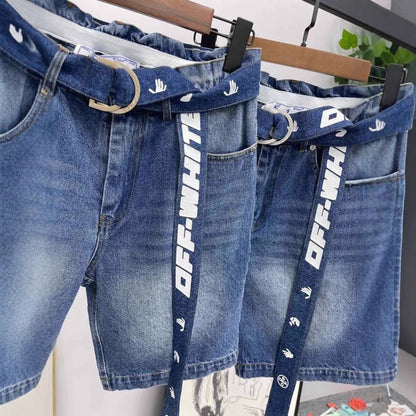 OFF-Whlte Lettering denim shorts#29