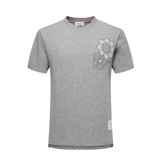 4-Bar Floral embroidery T-shirt