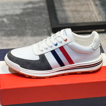 Four-bar leather sneakers