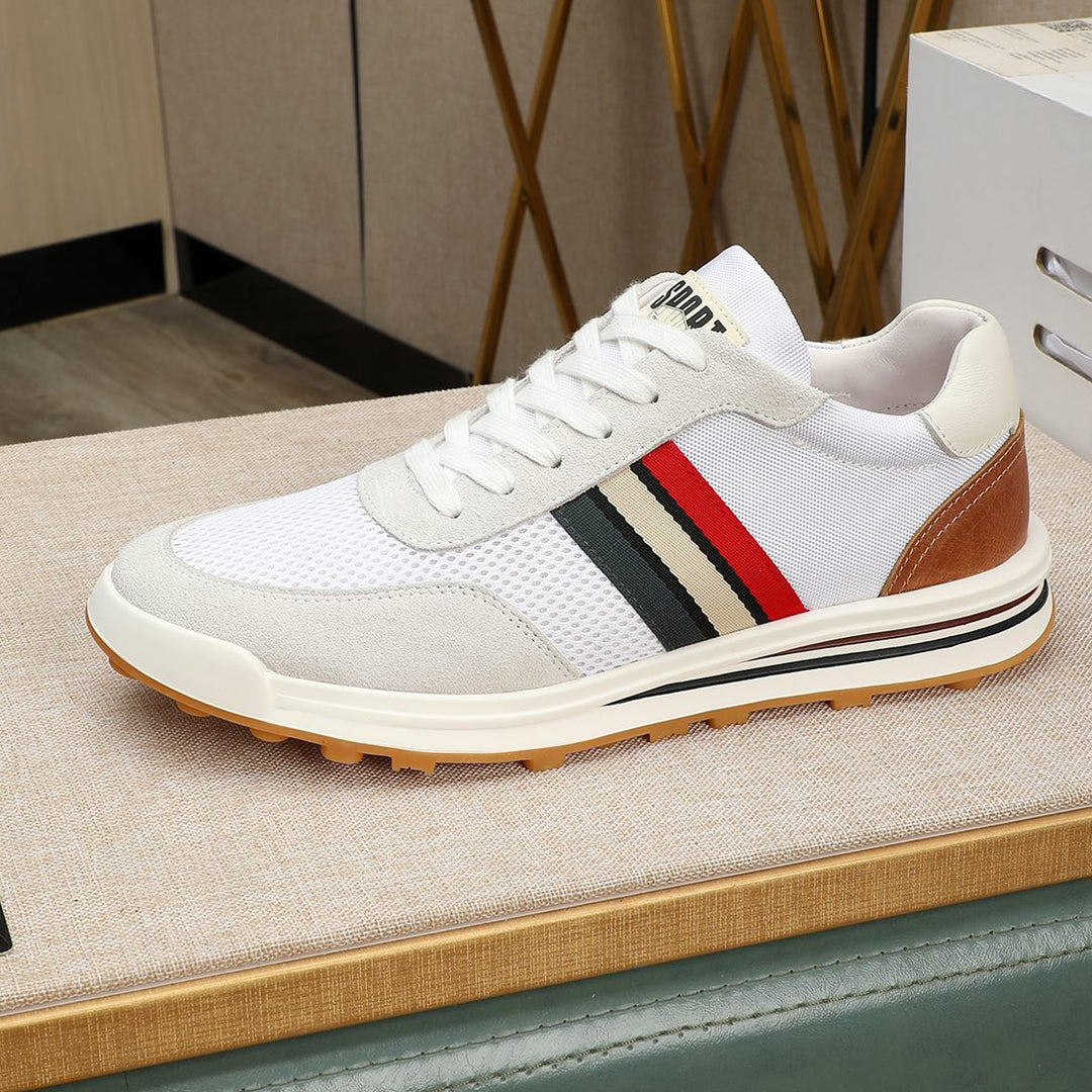 Four-bar leather sneakers