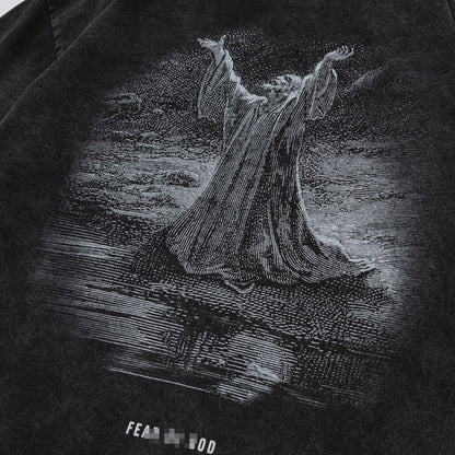 F0G-Washed fabric printed T-shirt