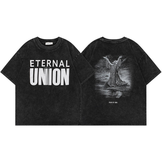 F0G-Washed fabric printed T-shirt