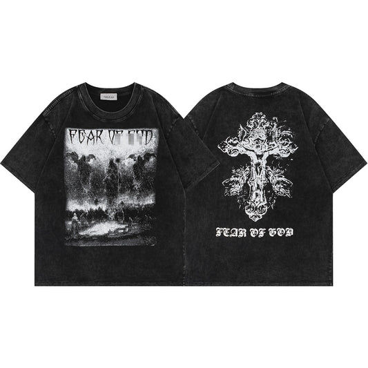 F0G-Washed fabric printed T-shirt#2
