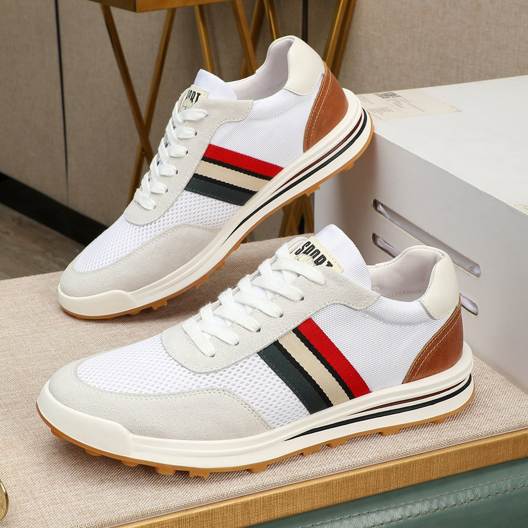 Four-bar leather sneakers