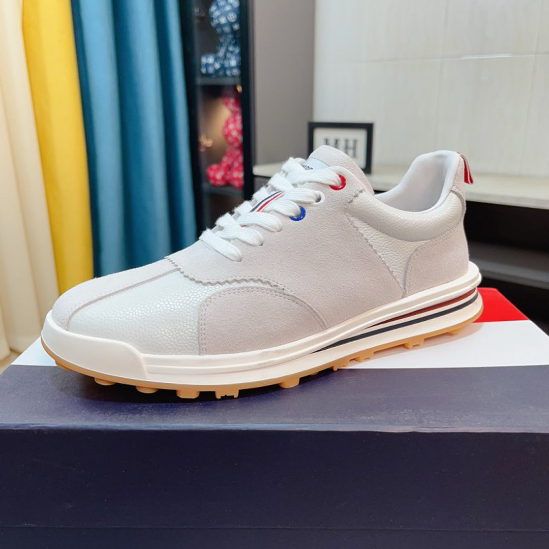 Four-bar leather sneakers