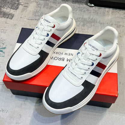 Four-bar leather sneakers