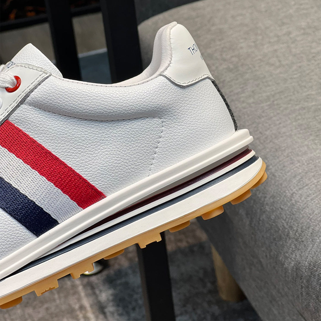 Four-bar leather sneakers