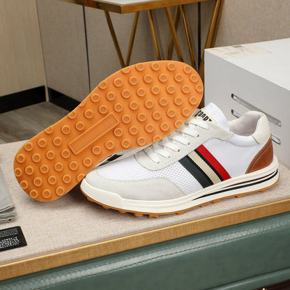 Four-bar leather sneakers