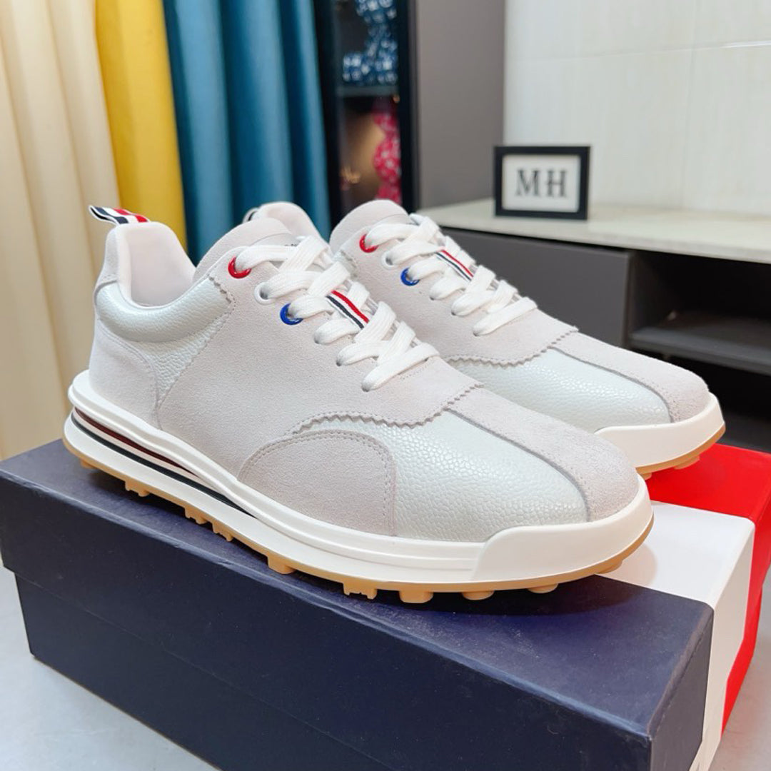 Four-bar leather sneakers