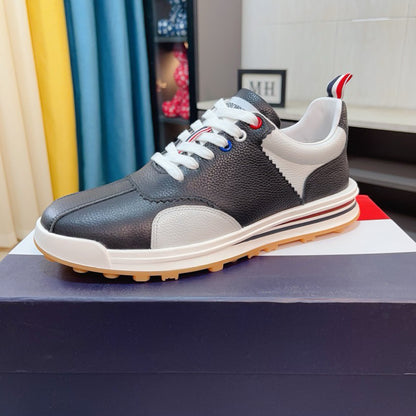 Four-bar leather sneakers