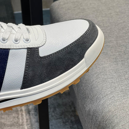 Four-bar leather sneakers