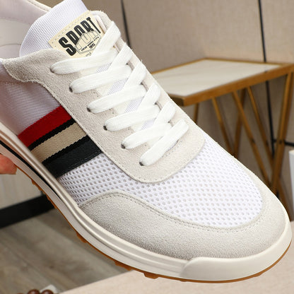 Four-bar leather sneakers