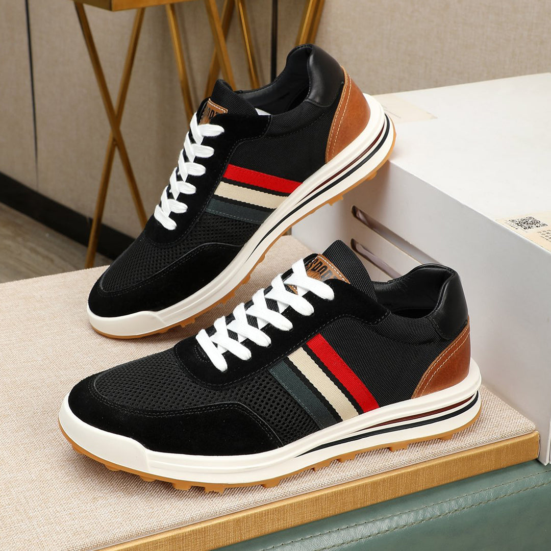 Four-bar leather sneakers