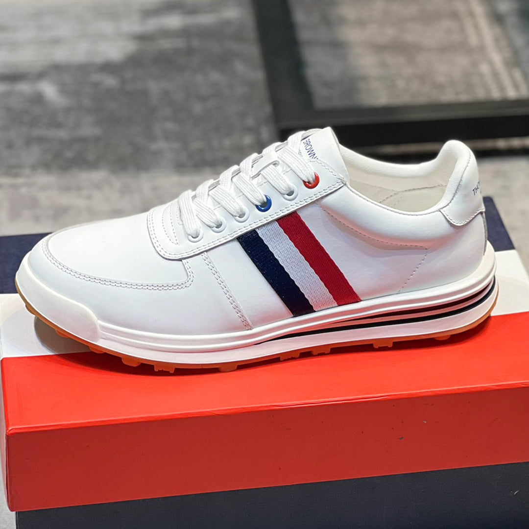 Four-bar leather sneakers