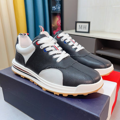 Four-bar leather sneakers