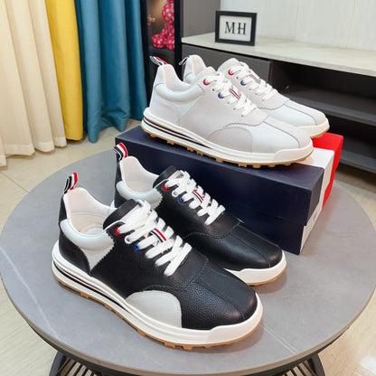 Four-bar leather sneakers