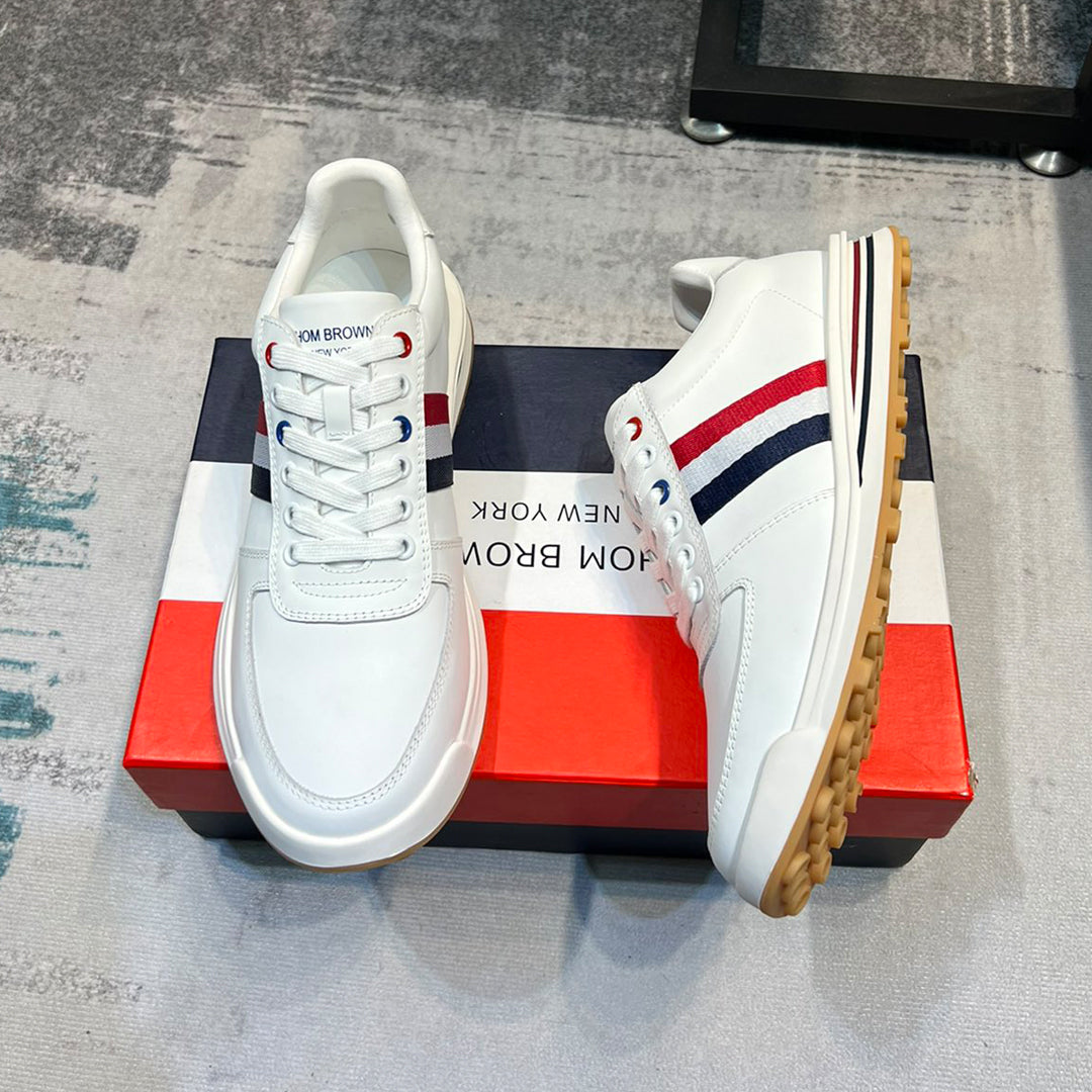 Four-bar leather sneakers