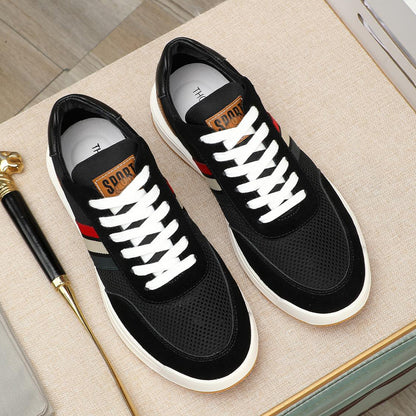 Four-bar leather sneakers